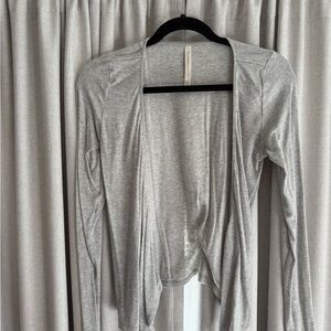 Babaton Heather Gray Knit Wrap Top